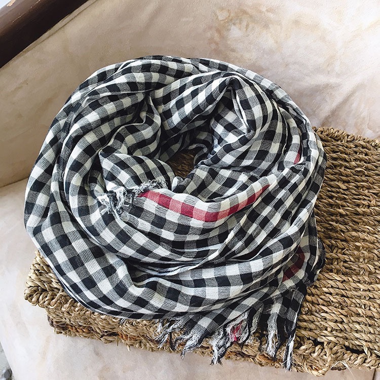 Brugerdefineret bæredygtig ternet 50% bomuld 50% modal blanding sjal plaid tørklæde